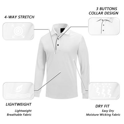 Tour Fit Long Sleeve Golf Shirt Men Navy