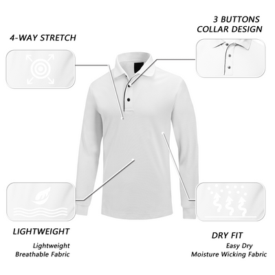 Tour Fit Long Sleeve Golf Shirt Men White