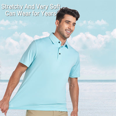 Neu Performance Fit Kurzarm Golfshirt Herren Blau 