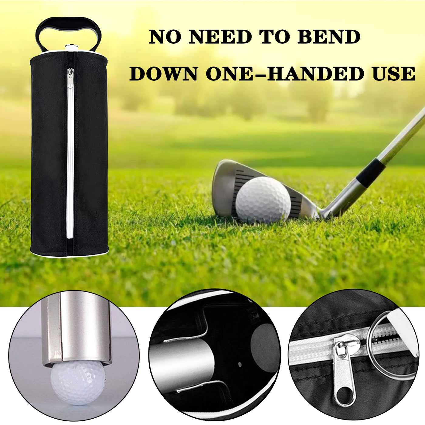 Golf Ball Shag Bag Pick Up Black