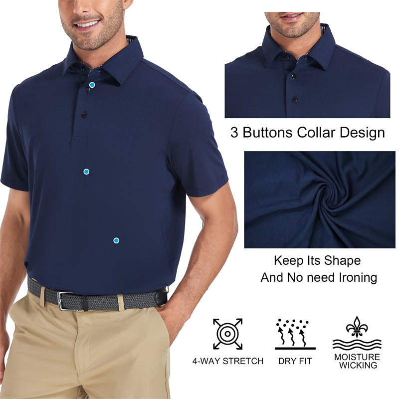 Nouveau polo de golf à manches courtes Performance Fit pour homme, rouge 