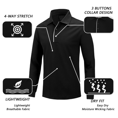 Tour Fit Long Sleeve Golf Shirt Men Navy